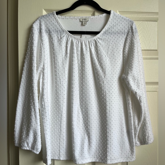 J. Crew Factory Tops - Last chance! NWT J. Crew Factory White Puff Sleeve Blouse with Relaxed Pleats